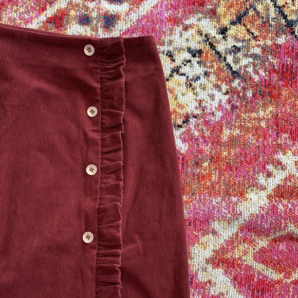 Allegra K Corduroy Button Ruffled Trim Mini Skirt - Picture 6 of 9